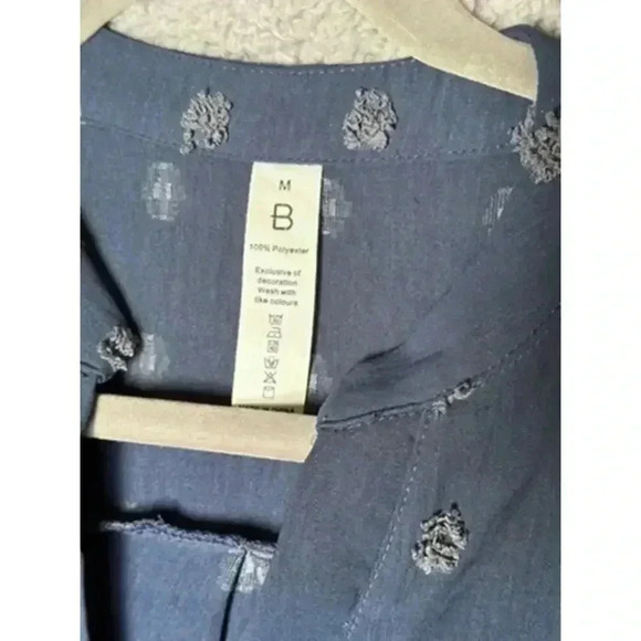 Women's Blue Polkadot BohoTunic Blouse V-Neck‎ - Medium - Picture 5 of 7